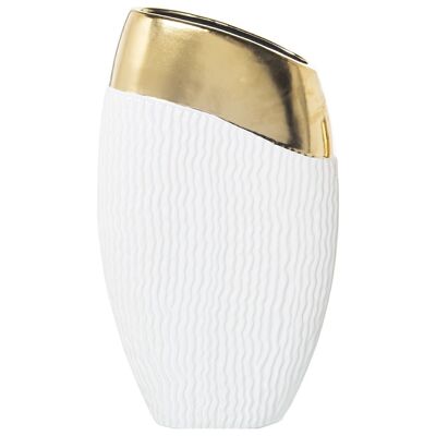 VASO CERAMICA ORO/BIANCO 23X10X41CM LL51039