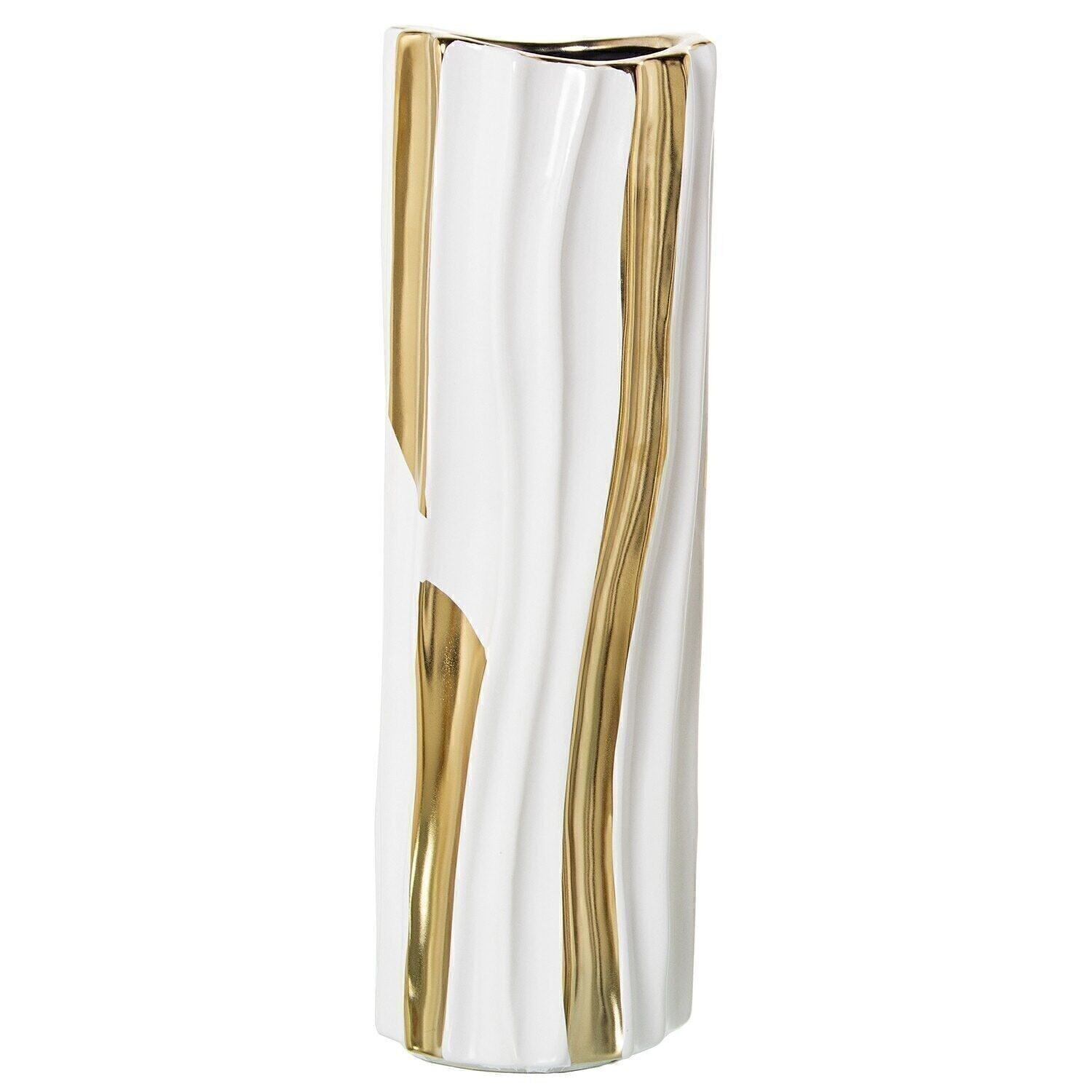 VASO CERAMICA ORO/BIANCO 13X12X36CM LL51042