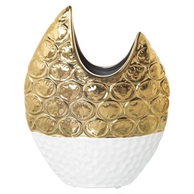 WEISS/GOLD KERAMIKVASE 22X10X27CM LL51047