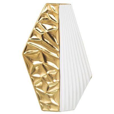 WHITE/GOLD CERAMIC VASE 23X8X35CM LL51055