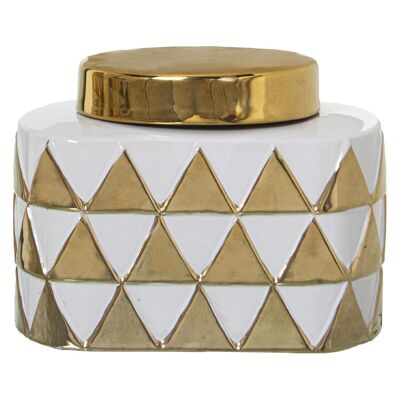 TIBOR CERAMIC TRIANGLES WHITE/GOLD 12X14X18CM LL51157