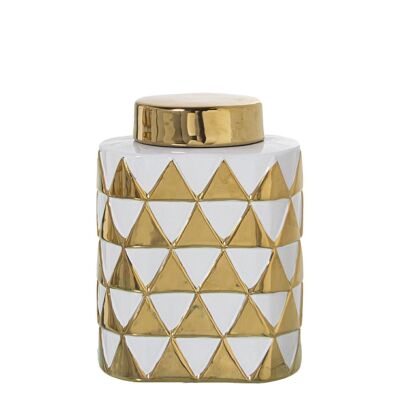 TIBOR CERAMIC TRIANGLES WHITE/GOLD 16X12X21CM LL51158