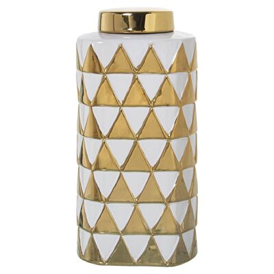 TIBOR CERAMIC TRIANGLES WHITE/GOLD 13X10X28CM LL51159