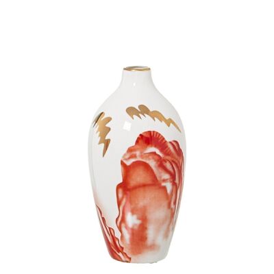 WEISS/LACHS/GOLD KERAMIKVASE °10X20CM LL51176