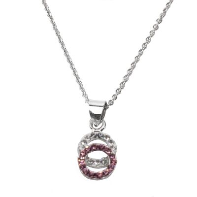 Cadena Doble 925 plata cristal-rosa claro