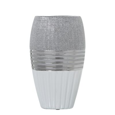 VASO IN CERAMICA ARGENTO/BIANCO _14X9X24CM LL52536