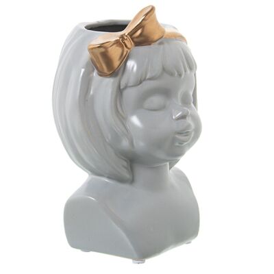 GRAY CERAMIC GIRL BUST VASE 14X14X21CM LL52567