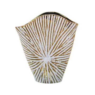 VASO CERAMICA BIANCO/ORO 26X9X30CM LL52632