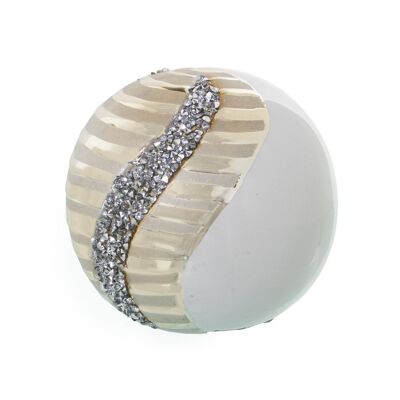 SFERA IN CERAMICA BIANCA/CHAMPAGNEC/LUMINOSA °10CM LL52654