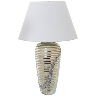 LAMPADA DA TAVOLO IN CERAMICA BIANCO/CHAMPAGN+52656,1XE27,MAX4 °35X56CM, BASE:18X12X42CM LL52655