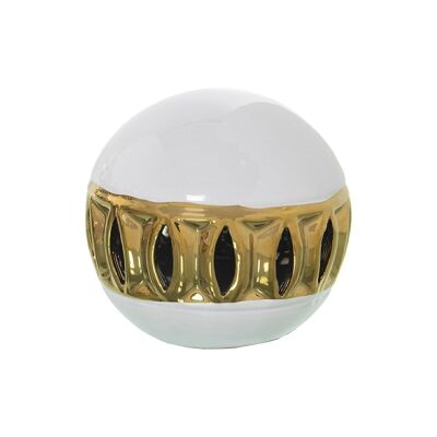 WHITE/GOLD CERAMIC BALL WITH OPENING °10CM LL52667