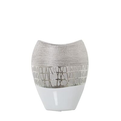 VASE CÉRAMIQUE ARGENT 18X10X21CM LL52682