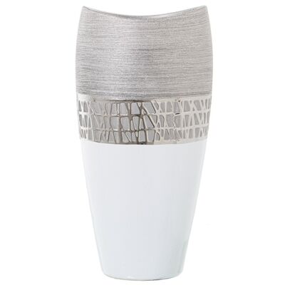 SILVER CERAMIC VASE 20X14X40CM LL52683