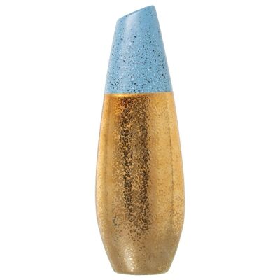 GOLD/BLAU KERAMIKVASE 17X11X49CM LL52693