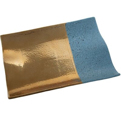 CENTRO RETT. ORO/BLU CERAMICA 33X24X4CM LL52702