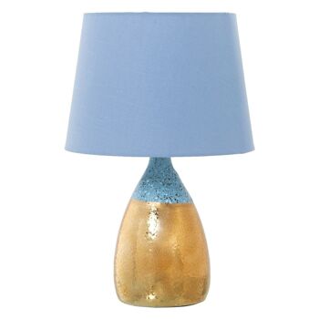 LAMPE CÉRAMIQUE OR/BLEU+52705,1XE27,MAX.60W,CÂBLE:125C °25X38CM, SOCLE:°13,5X26,5CM LL52704