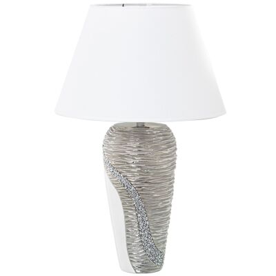 LAMPADA DA TAVOLO IN CERAMICA BIANCO/CHAMP.+52755,1XE27,MAX.40°35X56CM, BASE:18X12X42CM LL52754