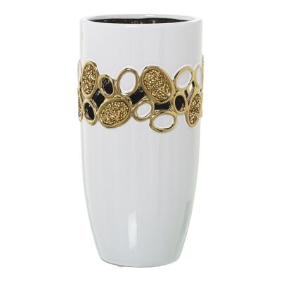 WEISS/GOLD KERAMIKVASE °15X30CM LL52774