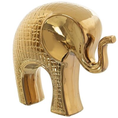 GOLDEN CERAMIC ELEPHANT FIGURE 27X11X25CM LL52866