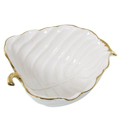 WHITE LEAF CENTER WITH GOLDEN EDGE _22X19X10CM LL53780