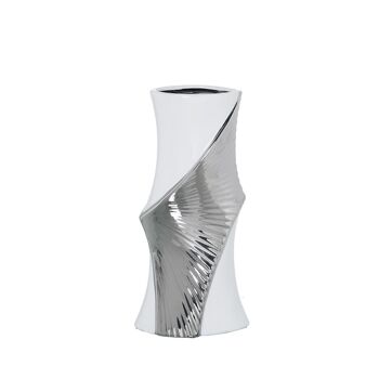 VASE CÉRAMIQUE BLANC/ARGENT 16X12X32CM LL53793