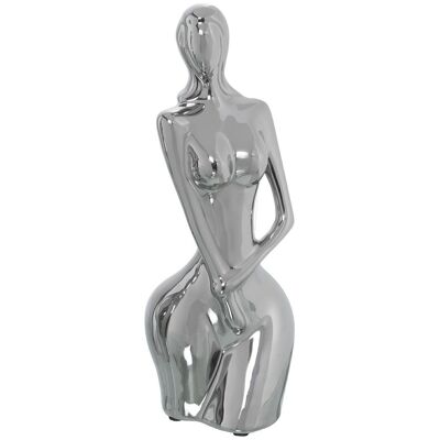 FIGURA DONNA CERAMICA ARGENTO 10X11X29CM LL53799