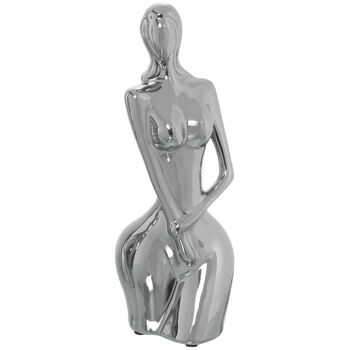 FIGURINE FEMME EN CÉRAMIQUE ARGENT 10X11X29CM LL53799