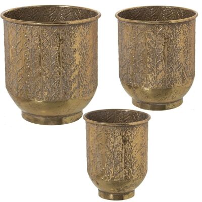 SET 3 MACETEROS METAL DORADO °32X35+°27X30+°21X27CM LL53960