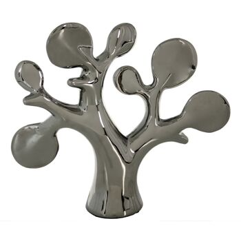 FIGURE CÉRAMIQUE ARBRE ABSTRAIT ARGENT _30X26X8CM LL54770