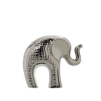 FIGURINE ÉLÉPHANT EN CÉRAMIQUE ARGENT _17X7X15CM LL57242