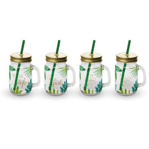 Party Tumbler Glass Set of 4 Jungle gold