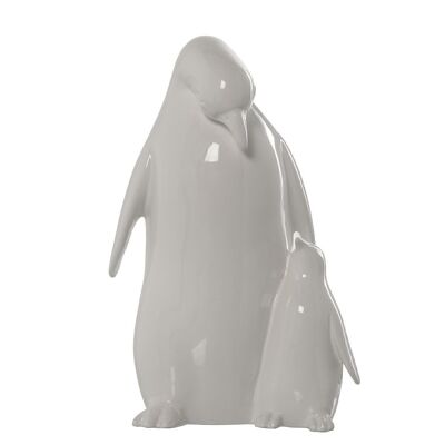 Pinguinfigur mit Kind, weiße Keramik, 32 cm, 20 x 16 x 32 cm, LL57434