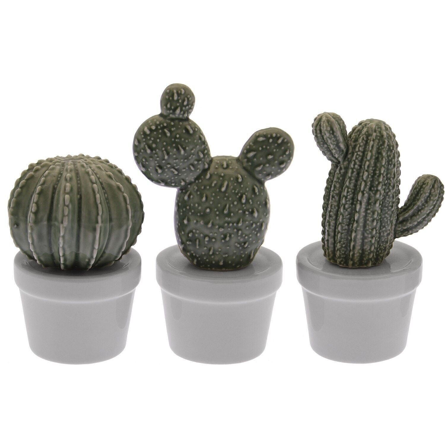 SET 3 FIGURAS CACTUS CERÁMICA 7X6X11,5+7,5X6X13+6X6X9CM LL58849