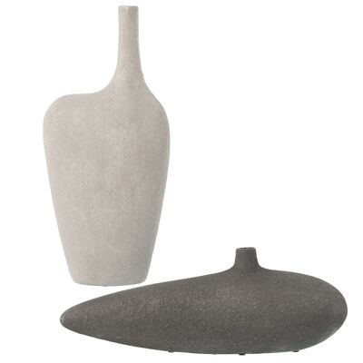 SET 2 VASI CERAMICA GRIGIO + BIANCO 47X11X18CM+22X15X48CM LL59751