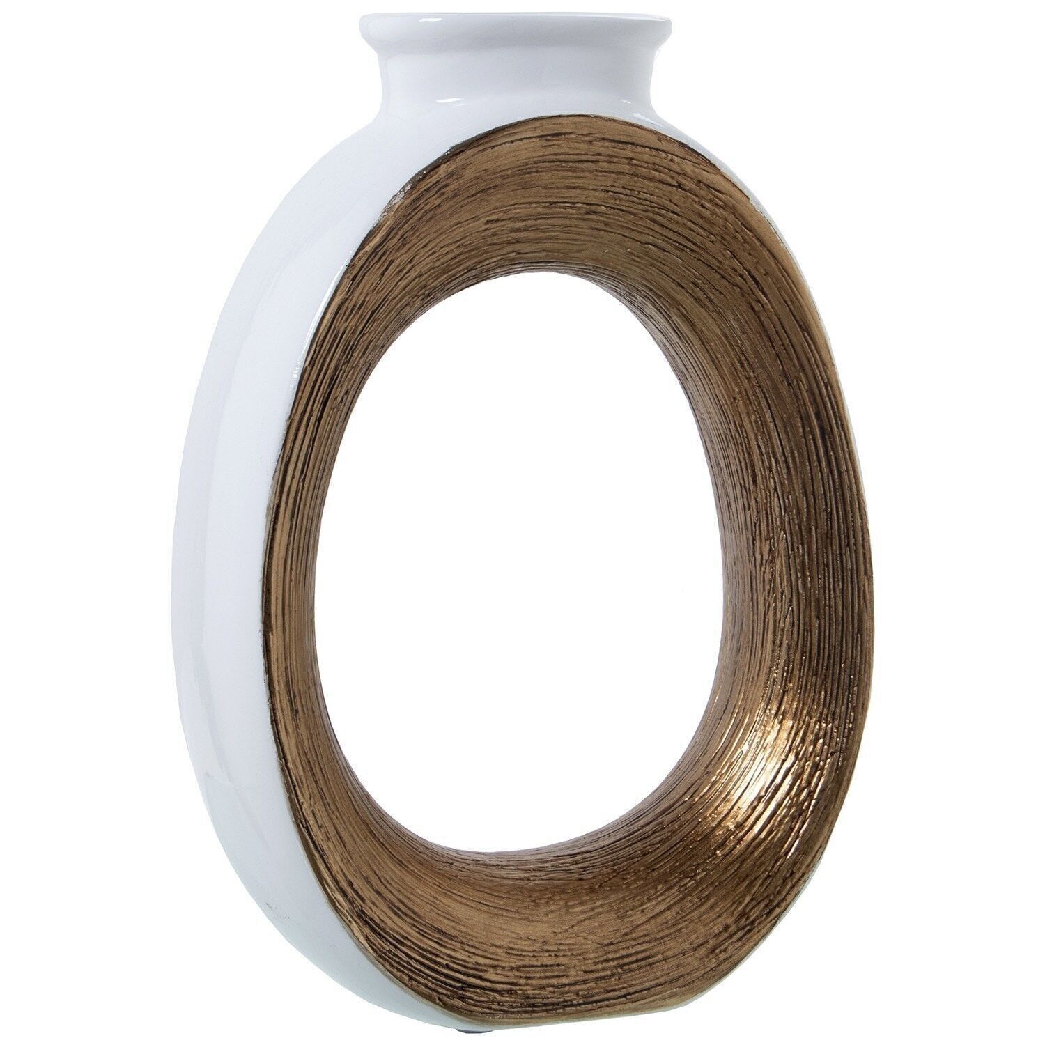 KERAMIKVASE 37CM ​​WEISS/GOLD _25X10X37CM LL60280