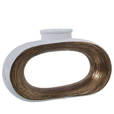 VASO CERAMICA 24CM BIANCO/ORO 37X10X24CM LL60281