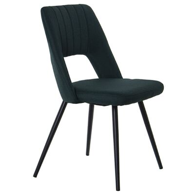 CHAISE REMBOURRÉE VERT FONCÉ PIEDS EN MÉTAL NOIR 52X52X86CM, HAUTE.SIÈGE:48CM LL60317