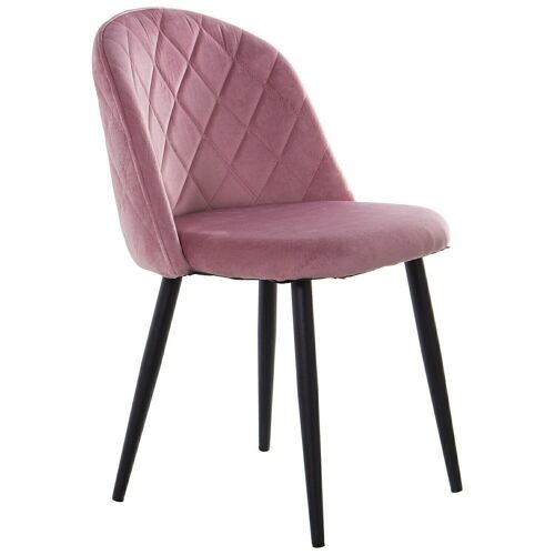 SILLA TAPIZADO TERCIOPELO ROSA, PATAS METAL NEGRO 48X56X78CM, ALT.ASIENTO:46CM LL60321