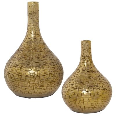 SET 2 VASI IN CERAMICA ORO °20X32+°24X42CM LL60327