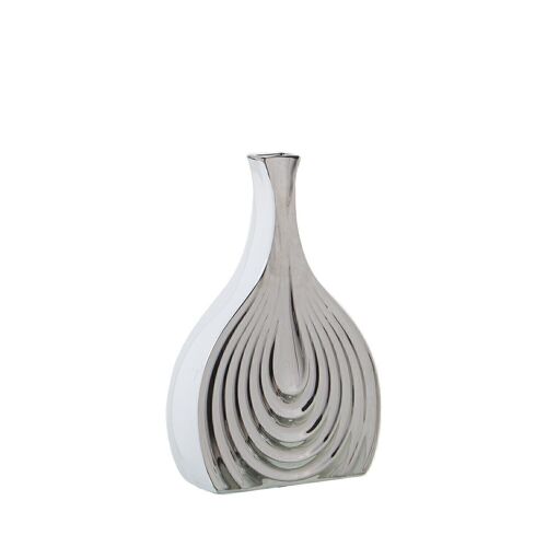 JARRON CERAMICA BLANCO/PLATA30CM _20X7X30CM LL60447