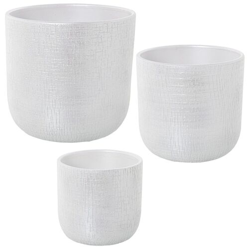 SET 3 MACETEROS CERAMICA BLANCO °30X28CM+°25X24CM+°20X19CMCM LL60829