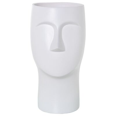 JARRÓN CERÁMICA 36CM ROSTRO BLANCO MATE _18X19X36CM LL60841