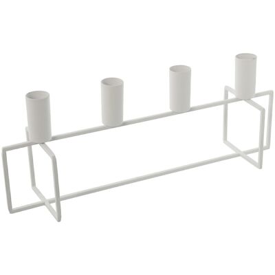 4 WHITE METAL CANDLE HOLDER, CANDLE HOLDER: ø2.3X4.7CM 33X8X12.5CM, METAL: IRON LL60915