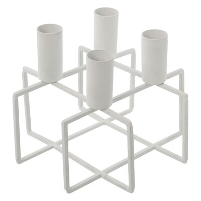 4 WHITE METAL CANDLE HOLDER, CANDLE HOLDER: ø2.3X4.7CM _16X16X12.5CM METAL: IRON LL60916