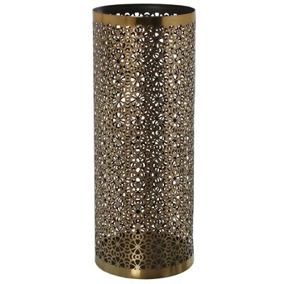 GOLD/BLACK CIRCULAR METAL UMBRELLA STAND WITH PVC PLATE COLLECTOR _°19X49CM LL60921