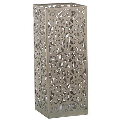 NICKEL SQUARE METAL UMBRELLA STAND WITH PVC WATER COLLECTION PLATE 19X19X49CM LL60934