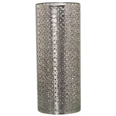 NICKEL CIRCULAR METAL UMBRELLA STAND WITH PVC WATER COLLECTION PLATE °19X49CM LL60935