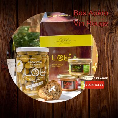 Rotwein-Aperitif-Box – Packung mit 7 Produkten zum Probieren – Frankreich / Provence