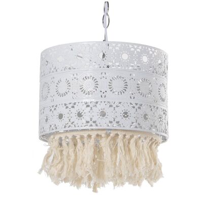 WHITE METAL/ACRYLIC CEILING LAMP+FRINGES,1XE27,MAX.40W °29.5X20/28CM, CABLE:48CM LL61272