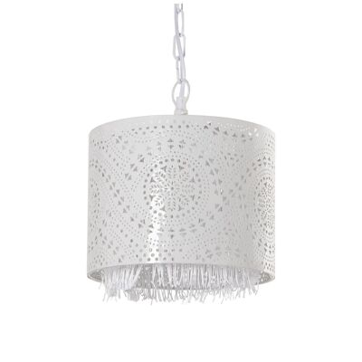 WHITE METAL CEILING LAMP/FRINGES, 1XE14, MAX.40W NO IN °23X18/20CM, CABLE:72CM LL61294